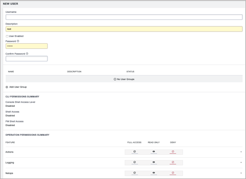 Image of the Lighthouse UI showing how to create a new user